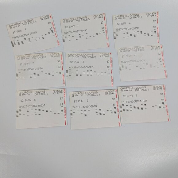Lot of 6 Vintage Kentucky Oaks Horse Racing Betting Slips May 1995 - Picture 1 of 5